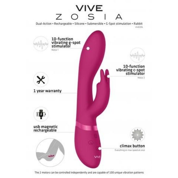 Vive Double Action Rechargeable G-Spot Rabbit - Totally Adult